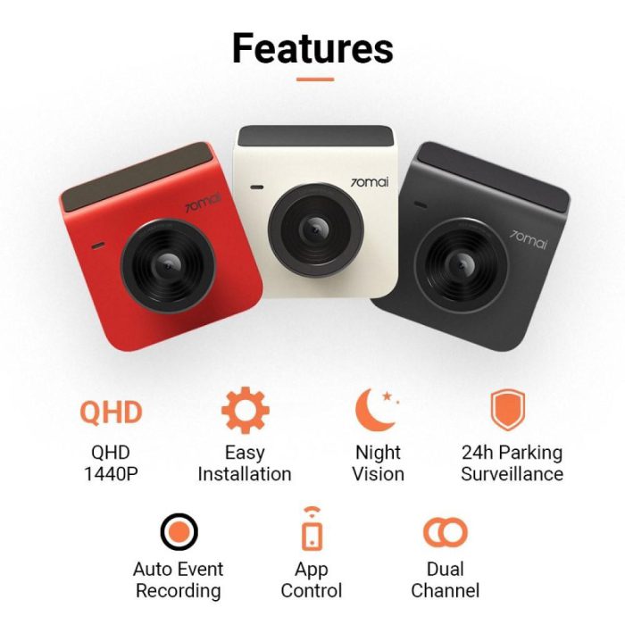 70mai Dash Cam A400 Rear Cam Set 8 دوربین خودروی شیائومی Xiaomi 70mai Dash Cam with Rear Cam Set A400+ به همراه ست دوربین عقب